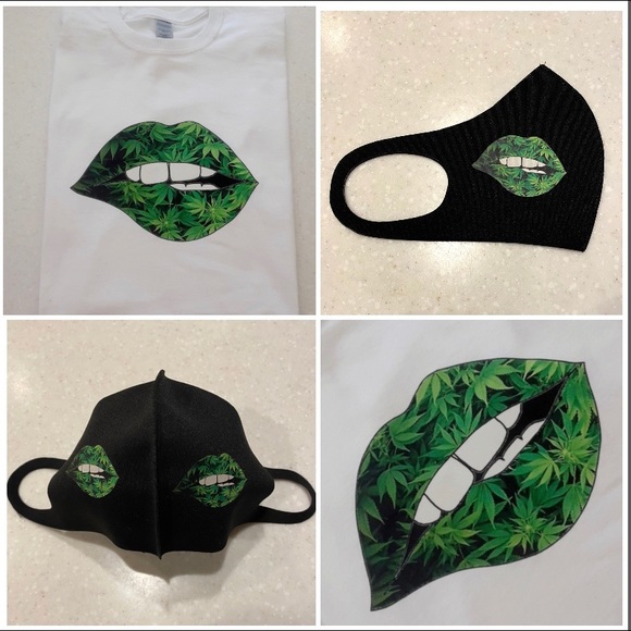 Face mask “420 Ganja lips” combo - Picture 1 of 5